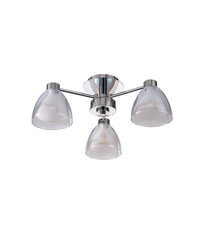 Baldwin 45.5cm Semi Flush Curved Cone Glass (U) 3 Light G9 Polished Chrome/Iridescent/Opal-4