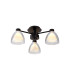 Baldwin 45.5cm Semi Flush Curved Cone Glass (U) 3 Light G9 Satin Black/Iridescent/Opal-1