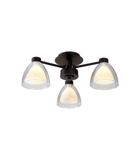 Baldwin 45.5cm Semi Flush Curved Cone Glass (U) 3 Light G9 Satin Black/Iridescent/Opal-1