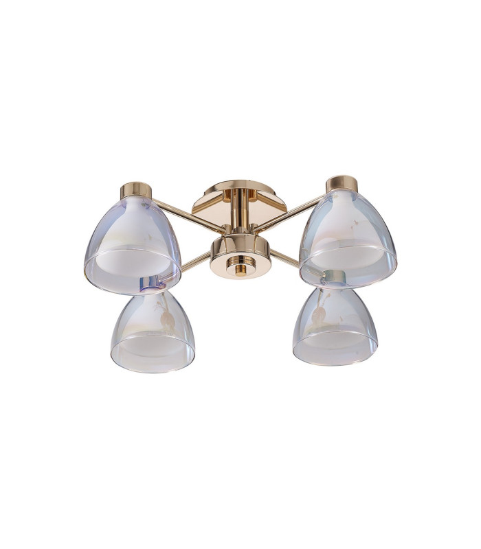 Baldwin 48cm Semi Flush Curved Cone Glass (U) 4 Light G9 French Gold/Iridescent/Opal-4