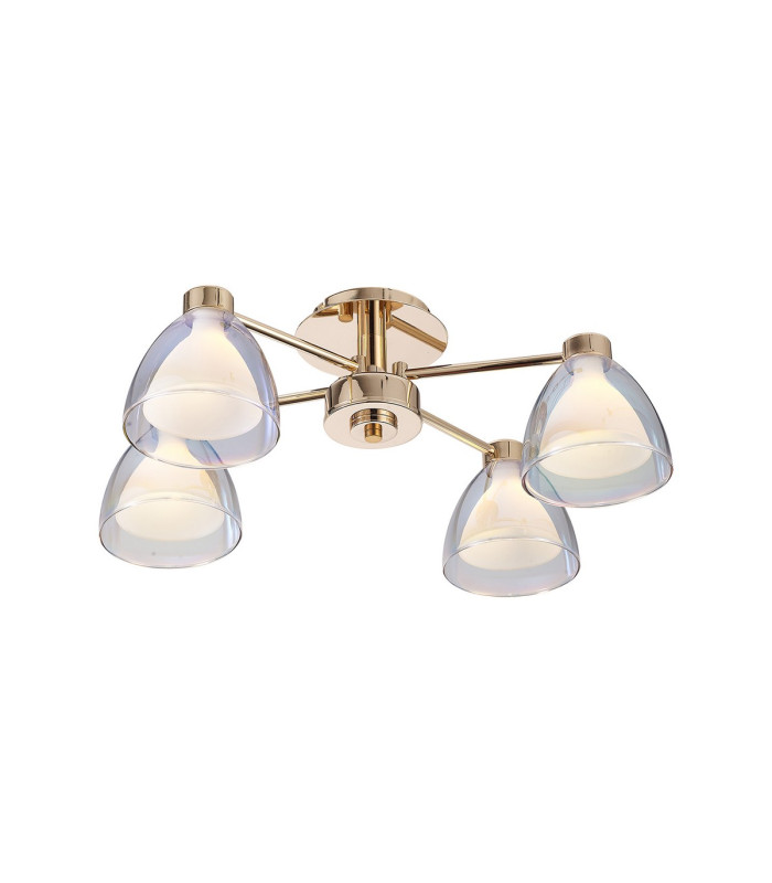 Baldwin 48cm Semi Flush Curved Cone Glass (U) 4 Light G9 French Gold/Iridescent/Opal-5