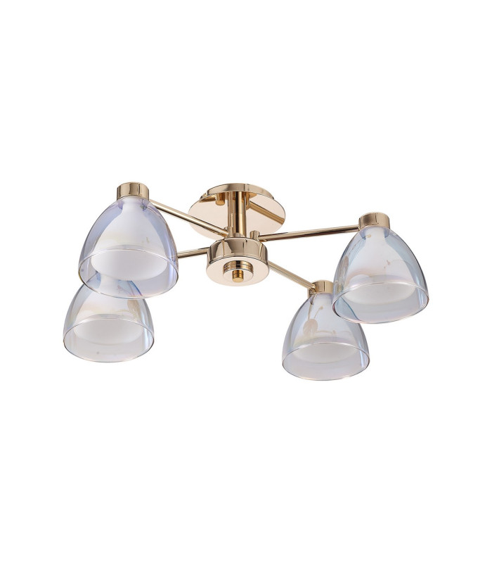 Baldwin 48cm Semi Flush Curved Cone Glass (U) 4 Light G9 French Gold/Iridescent/Opal-6
