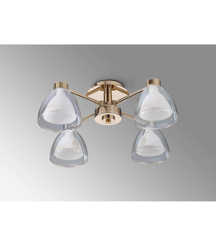 Baldwin 48cm Semi Flush Curved Cone Glass (U) 4 Light G9 French Gold/Iridescent/Opal-12