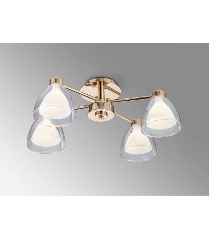 Baldwin 48cm Semi Flush Curved Cone Glass (U) 4 Light G9 French Gold/Iridescent/Opal-13
