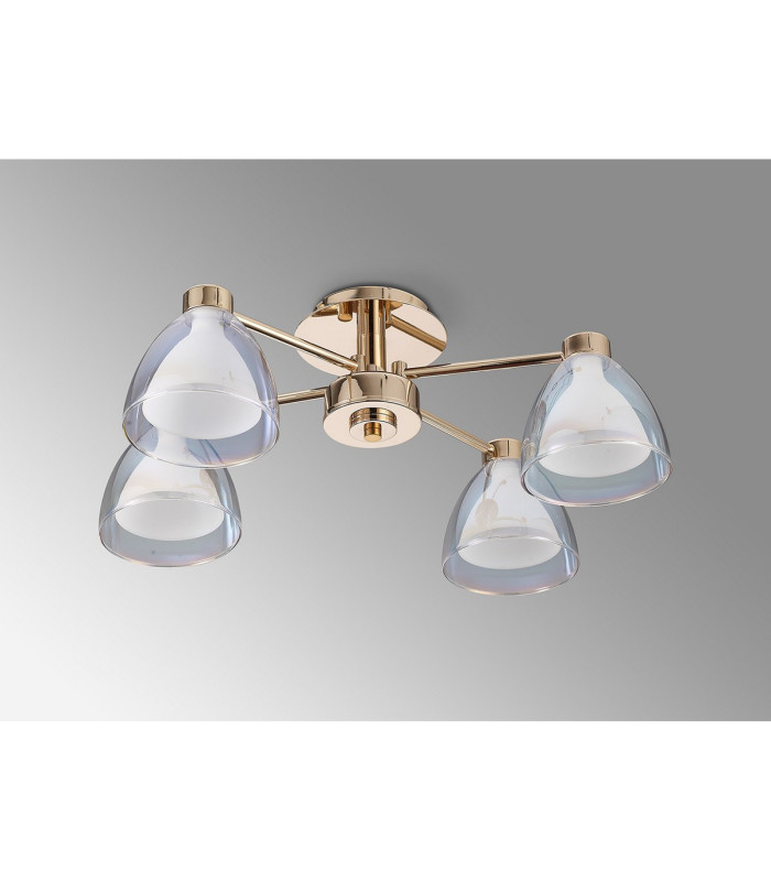 Baldwin 48cm Semi Flush Curved Cone Glass (U) 4 Light G9 French Gold/Iridescent/Opal-14