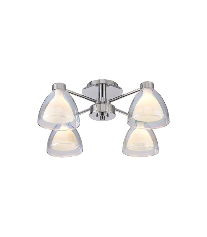 Baldwin 48cm Semi Flush Curved Cone Glass (U) 4 Light G9 Polished Chrome/Iridescent/Opal-1