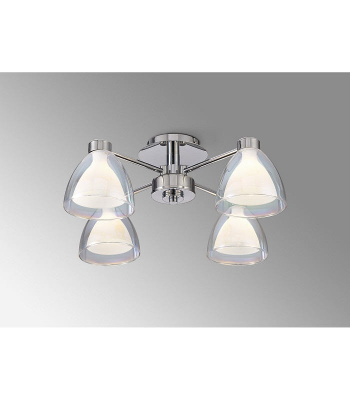 Baldwin 48cm Semi Flush Curved Cone Glass (U) 4 Light G9 Polished Chrome/Iridescent/Opal-3