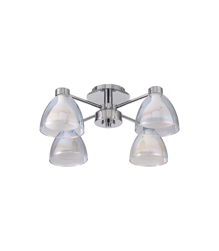 Baldwin 48cm Semi Flush Curved Cone Glass (U) 4 Light G9 Polished Chrome/Iridescent/Opal-4