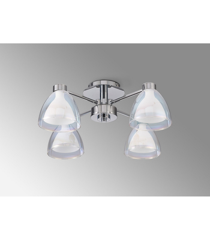 Baldwin 48cm Semi Flush Curved Cone Glass (U) 4 Light G9 Polished Chrome/Iridescent/Opal-10