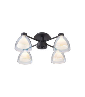 Baldwin 48cm Semi Flush Curved Cone Glass (U) 4 Light G9 Satin Black/Iridescent/Opal-1