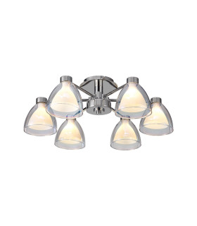 Baldwin 53cm Semi Flush Curved Cone Glass (U) 6 Light G9 Polished Chrome/Iridescent/Opal-1