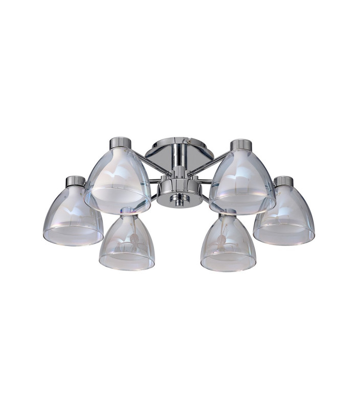 Baldwin 53cm Semi Flush Curved Cone Glass (U) 6 Light G9 Polished Chrome/Iridescent/Opal-4
