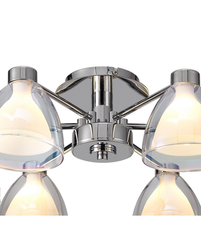 Baldwin 53cm Semi Flush Curved Cone Glass (U) 6 Light G9 Polished Chrome/Iridescent/Opal-5