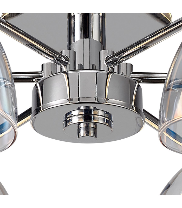 Baldwin 53cm Semi Flush Curved Cone Glass (U) 6 Light G9 Polished Chrome/Iridescent/Opal-7