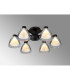 Baldwin 53cm Semi Flush Curved Cone Glass (U) 6 Light G9 Satin Black/Iridescent/Opal-3