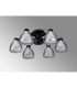 Baldwin 53cm Semi Flush Curved Cone Glass (U) 6 Light G9 Satin Black/Iridescent/Opal-13