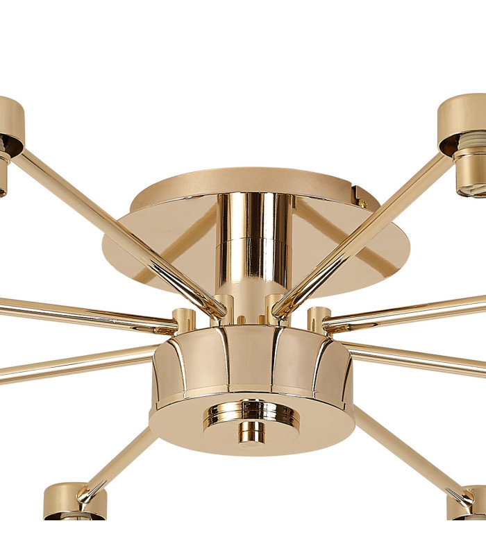 Baldwin 78cm Semi Flush Curved Cone Glass (U) 8 Light G9 French Gold/Iridescent/Opal-5