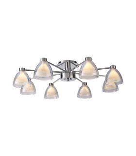 Baldwin 78cm Semi Flush Curved Cone Glass (U) 8 Light G9 Polished Chrome/Iridescent/Opal-1