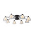 Baldwin 78cm Semi Flush Curved Cone Glass (U) 8 Light G9 Satin Black/Iridescent/Opal-1