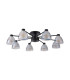 Baldwin 78cm Semi Flush Curved Cone Glass (U) 8 Light G9 Satin Black/Iridescent/Opal-4