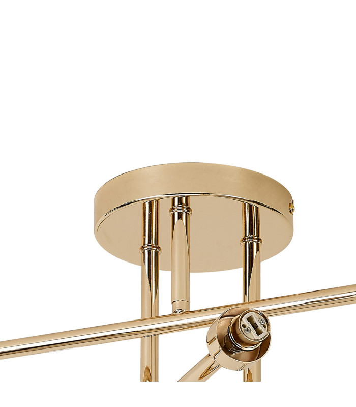Baldwin 68cm Crossed Arm Semi Flush Curved Cone Glass (U) 6 Light G9 French Gold/Iridescent/Opal-7