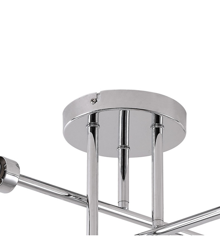 Baldwin 68cm Crossed Arm Semi Flush Curved Cone Glass (U) 6 Light G9 Polished Chrome/Iridescent/Opal-7