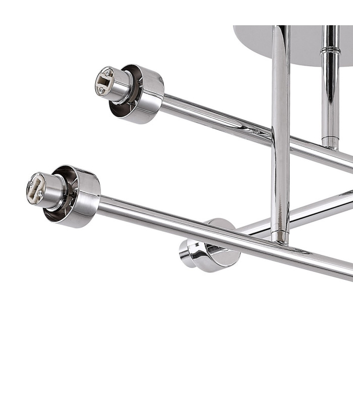 Baldwin 68cm Crossed Arm Semi Flush Curved Cone Glass (U) 6 Light G9 Polished Chrome/Iridescent/Opal-8