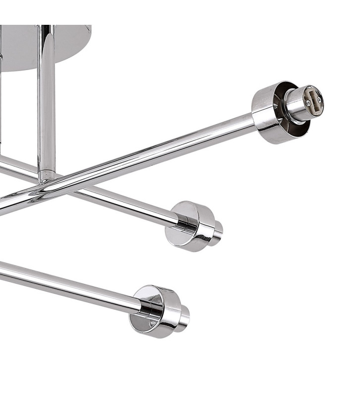 Baldwin 68cm Crossed Arm Semi Flush Curved Cone Glass (U) 6 Light G9 Polished Chrome/Iridescent/Opal-9