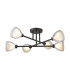 Baldwin 68cm Crossed Arm Semi Flush Curved Cone Glass (U) 6 Light G9 Satin Black/Iridescent/Opal-1