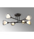 Baldwin 68cm Crossed Arm Semi Flush Curved Cone Glass (U) 6 Light G9 Satin Black/Iridescent/Opal-3