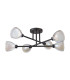 Baldwin 68cm Crossed Arm Semi Flush Curved Cone Glass (U) 6 Light G9 Satin Black/Iridescent/Opal-4
