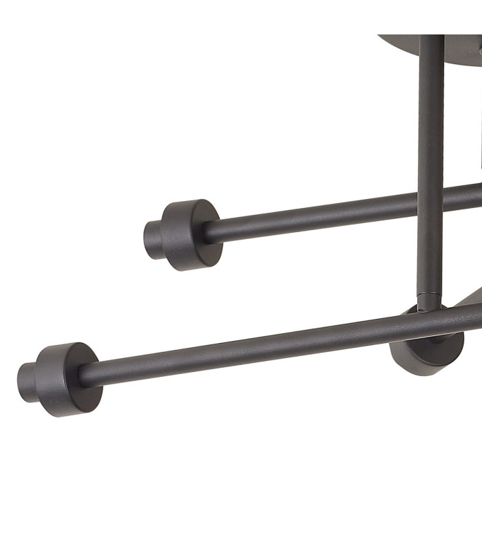 Baldwin 68cm Crossed Arm Semi Flush Curved Cone Glass (U) 6 Light G9 Satin Black/Iridescent/Opal-8