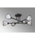 Baldwin 68cm Crossed Arm Semi Flush Curved Cone Glass (U) 6 Light G9 Satin Black/Iridescent/Opal-13