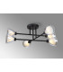Baldwin 68cm Crossed Arm Semi Flush Curved Cone Glass (U) 6 Light G9 Satin Black/Iridescent/Opal-14