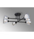 Baldwin 68cm Crossed Arm Semi Flush Curved Cone Glass (U) 6 Light G9 Satin Black/Iridescent/Opal-15