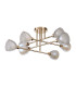 Baldwin 84cm Crossed Arm Semi Flush Curved Cone Glass (U) 8 Light G9 French Gold/Iridescent/Opal-8