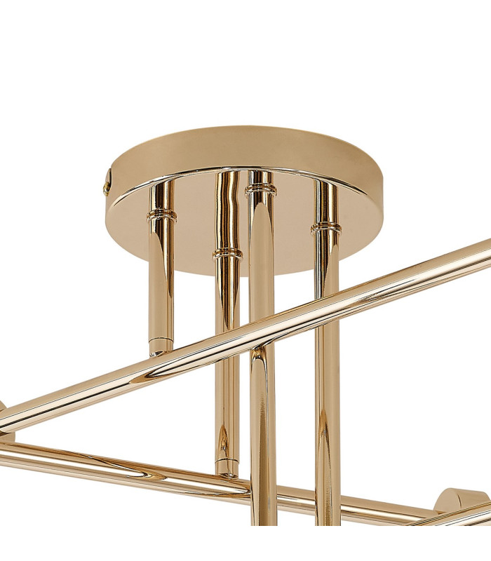 Baldwin 84cm Crossed Arm Semi Flush Curved Cone Glass (U) 8 Light G9 French Gold/Iridescent/Opal-10