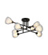 Baldwin 84cm Crossed Arm Semi Flush Curved Cone Glass (U) 8 Light G9 Satin Black/Iridescent/Opal-1