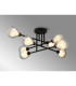 Baldwin 84cm Crossed Arm Semi Flush Curved Cone Glass (U) 8 Light G9 Satin Black/Iridescent/Opal-3