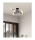Baldwin 84cm Crossed Arm Semi Flush Curved Cone Glass (U) 8 Light G9 Satin Black/Iridescent/Opal-4