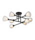 Baldwin 84cm Crossed Arm Semi Flush Curved Cone Glass (U) 8 Light G9 Satin Black/Iridescent/Opal-6