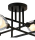 Baldwin 84cm Crossed Arm Semi Flush Curved Cone Glass (U) 8 Light G9 Satin Black/Iridescent/Opal-8
