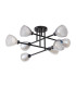 Baldwin 84cm Crossed Arm Semi Flush Curved Cone Glass (U) 8 Light G9 Satin Black/Iridescent/Opal-9