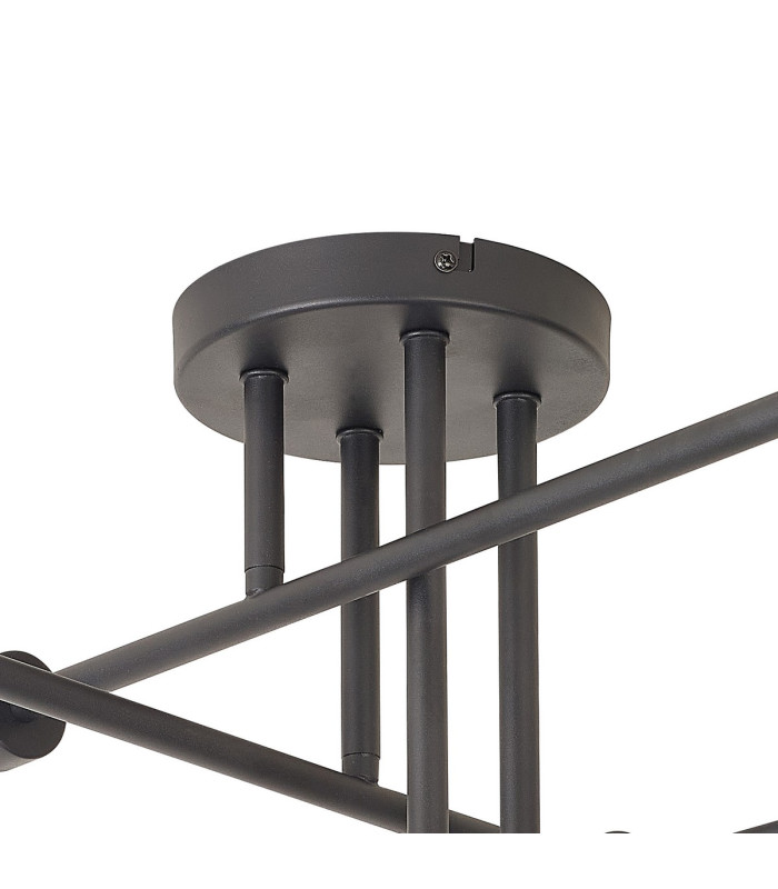 Baldwin 84cm Crossed Arm Semi Flush Curved Cone Glass (U) 8 Light G9 Satin Black/Iridescent/Opal-10