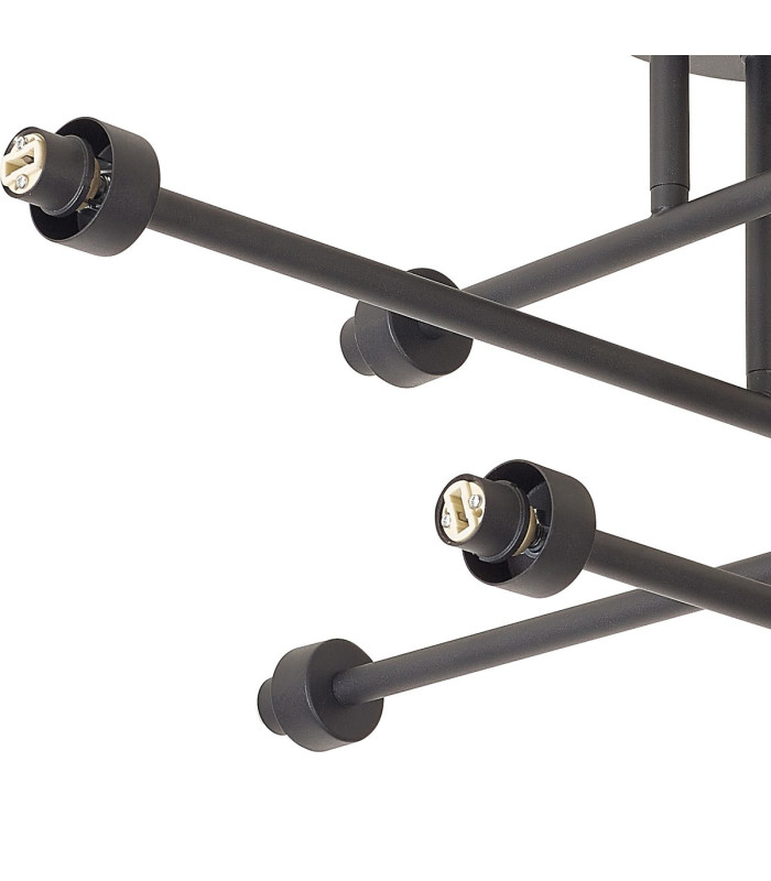 Baldwin 84cm Crossed Arm Semi Flush Curved Cone Glass (U) 8 Light G9 Satin Black/Iridescent/Opal-11