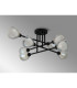 Baldwin 84cm Crossed Arm Semi Flush Curved Cone Glass (U) 8 Light G9 Satin Black/Iridescent/Opal-16