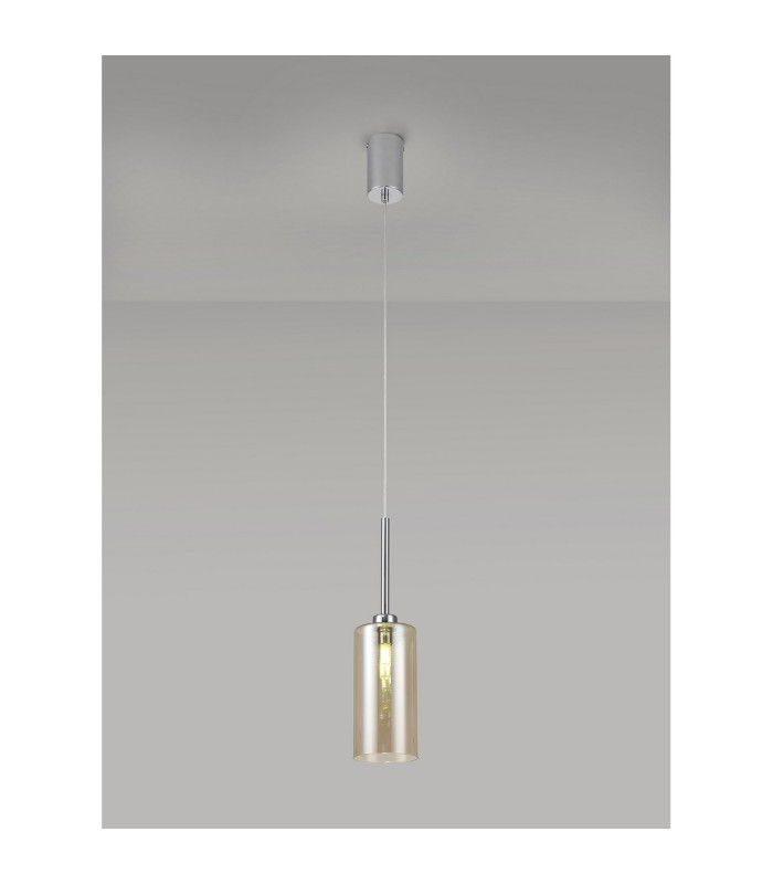 Baldwin 10cm Single Pendant 2m 1 x G9 Polished Chrome/Cognac Type A Shade-3