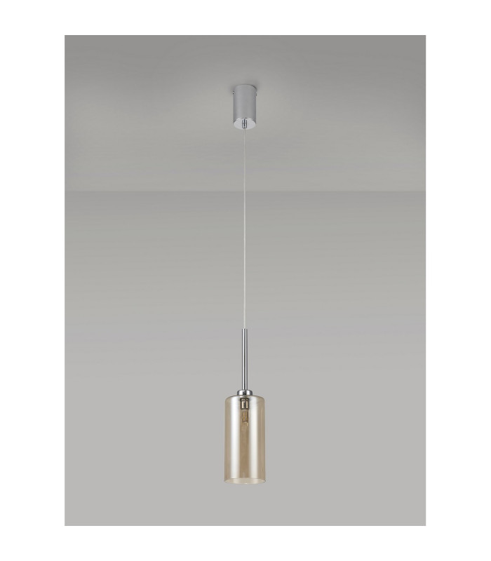 Baldwin 10cm Single Pendant 2m 1 x G9 Polished Chrome/Cognac Type A Shade-13