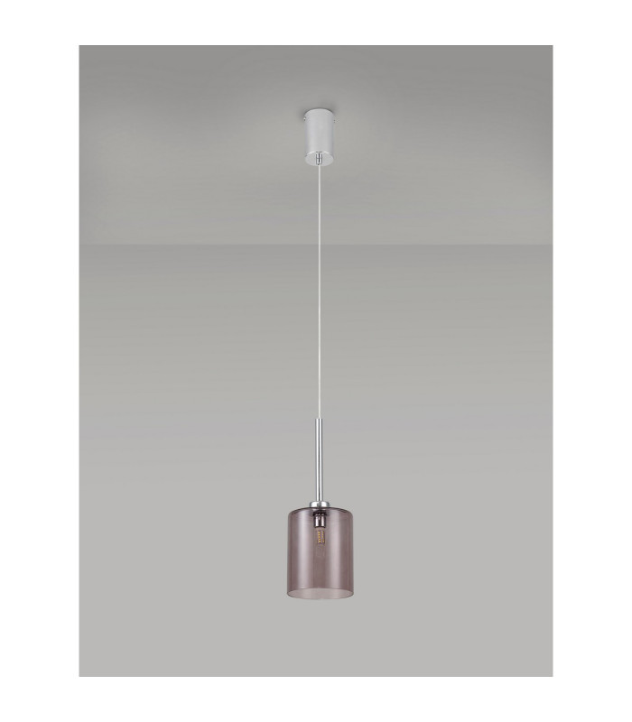 Baldwin 12cm Single Pendant 2m 1 x G9 Polished Chrome/Smoked Type B Shade-13