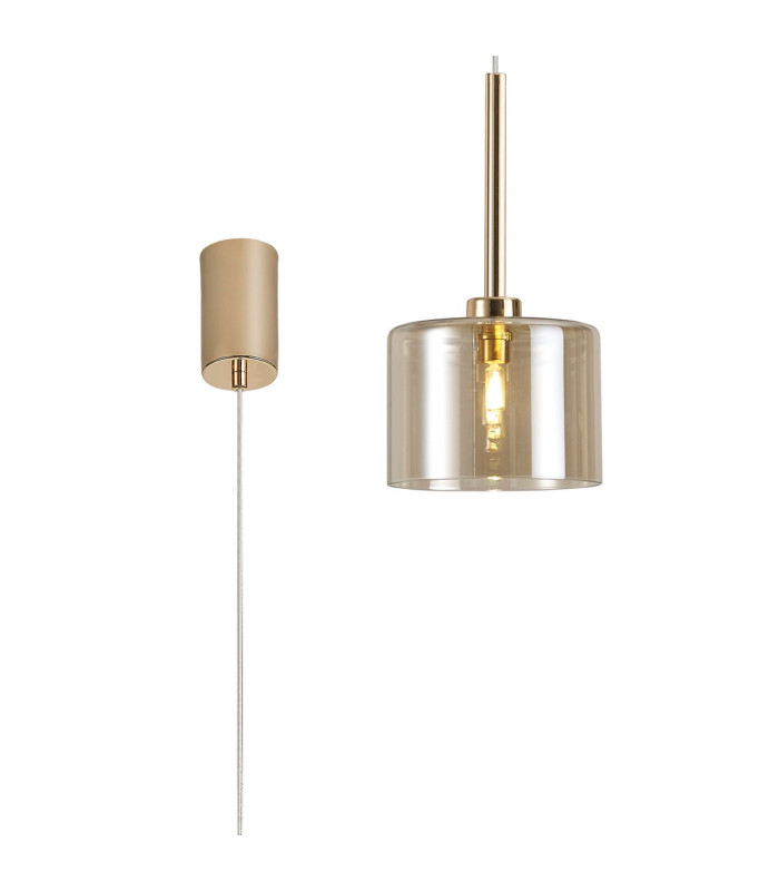 Baldwin 12cm Single Pendant 2m 1 x G9 French Gold/Cognac Type A Shade-1